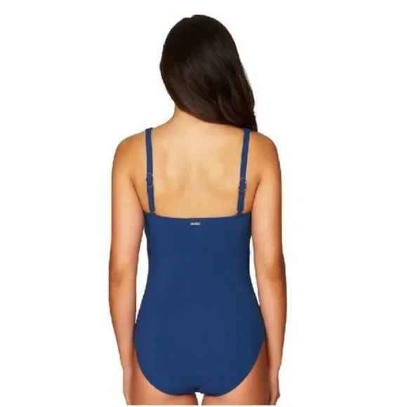 Sea Level Riviera Ribbed One Piece Swim Ocean Blue - Picture 3 of 9
